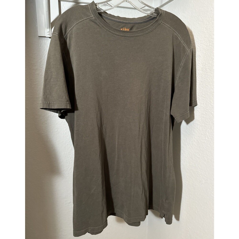 KUHL Wildfibre Shirt Size L Olive Green Organic Cotton Short Sleeve Hiking Tee